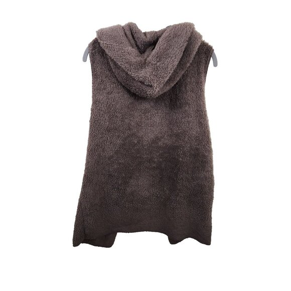 Cherish Womens M Hooded Brown Fleece Sherpa Vest With Pockets - Picture 3 of 7